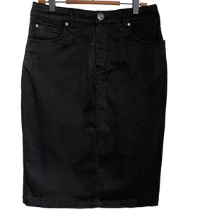 SIMON CHANG BLACK DENIM PENCIL SKIRT